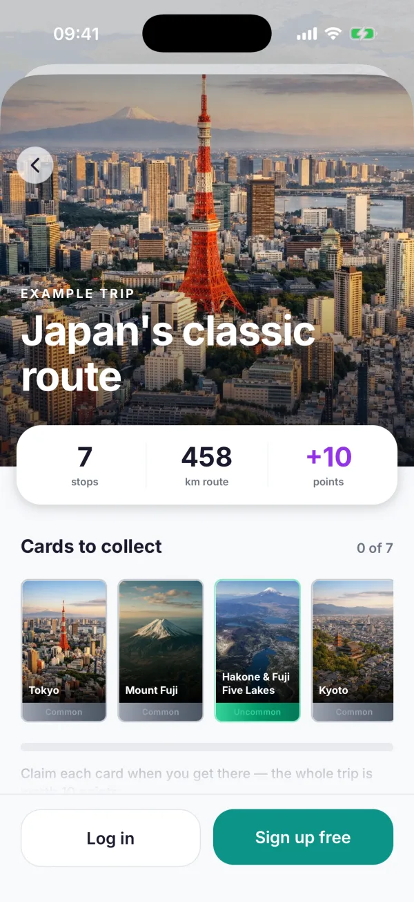 Example trip: Japan's classic route, 7 stops