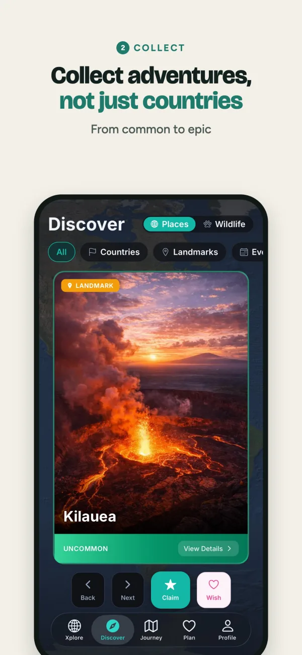 Store screenshot: Collect adventures, not just countries